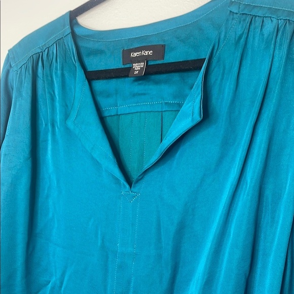 Karen Kane Satin Collared Long Sleeve Blouse - Picture 5 of 11